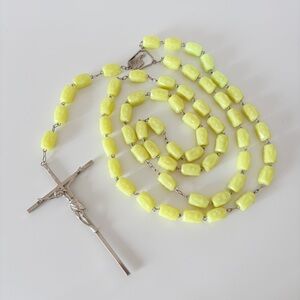 1960s Wall Rosary Oversized Phosphorescent Beads Made in Portugal Catholic Faith